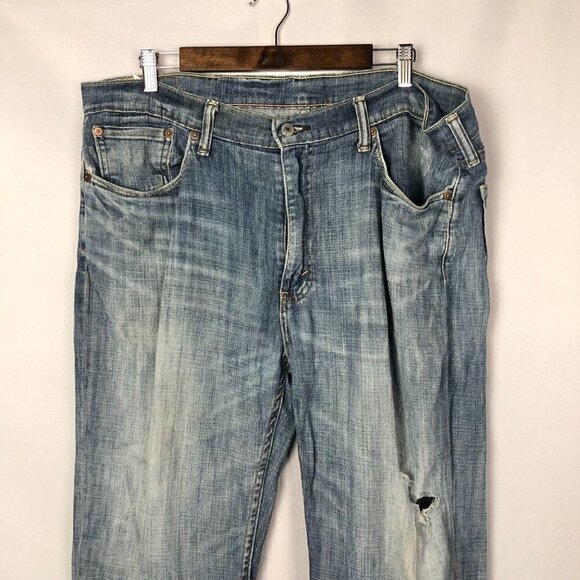 Levi's 514 Straight Leg Distressed Denim Jeans 38 X 30 - Picture 5 of 6